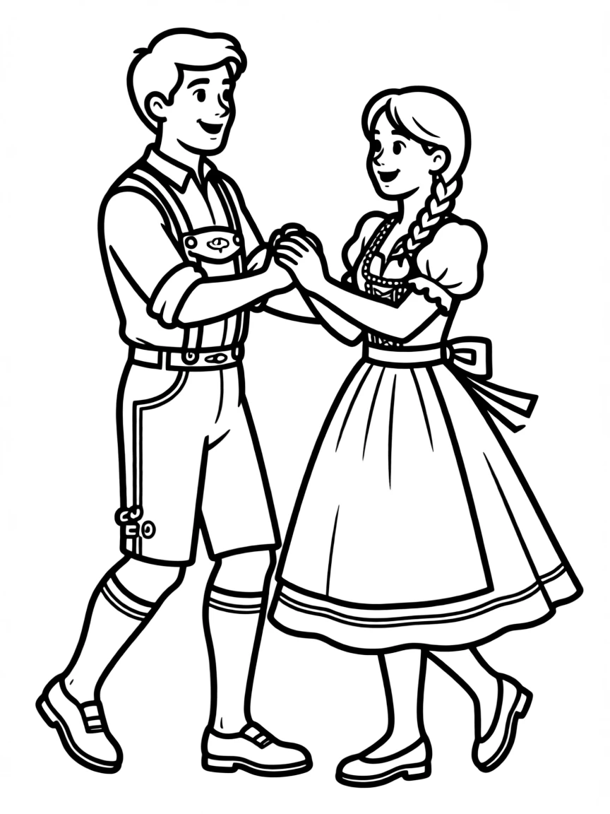 (Germany) A couple performing a traditional German folk dance in costume