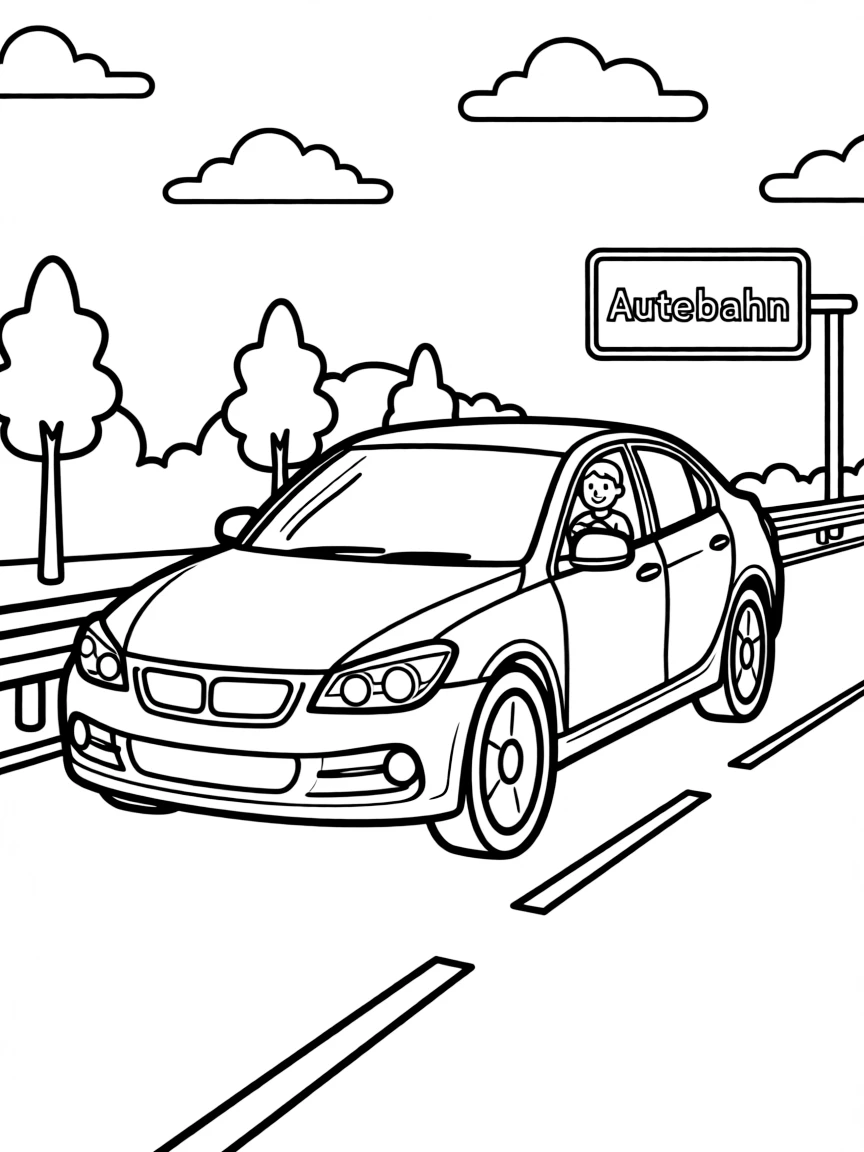 (Germany) A speedy German car driving on the Autobahn highway