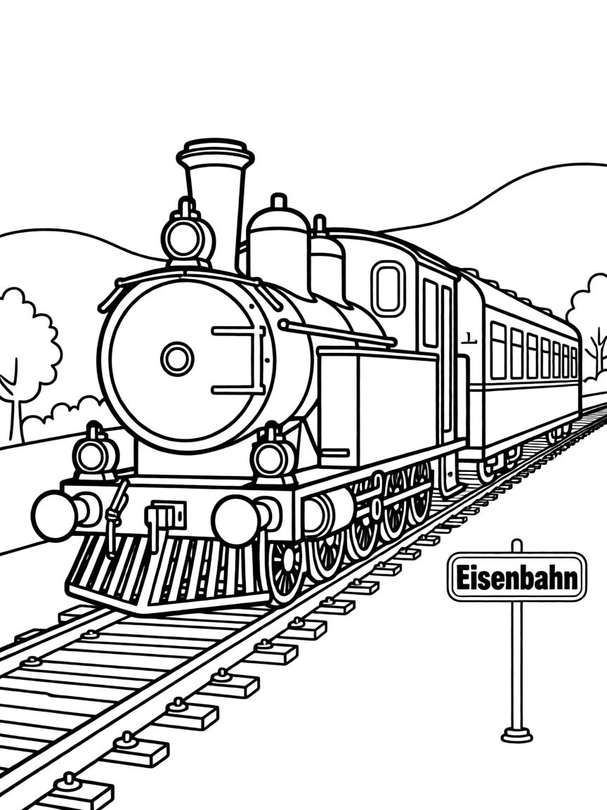 (Germany) A train locomotive on the first railway (Germany was an early adopter of trains)