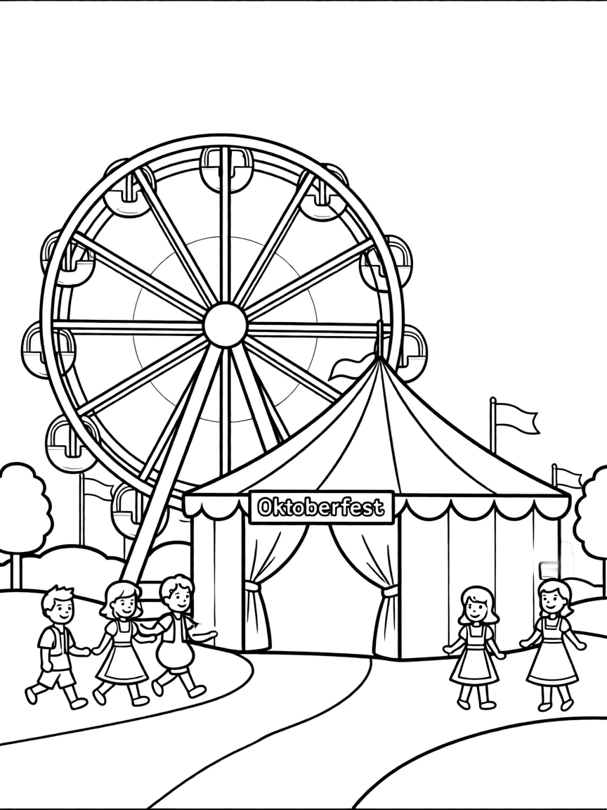 (Germany) A giant Oktoberfest Ferris wheel and festival tent