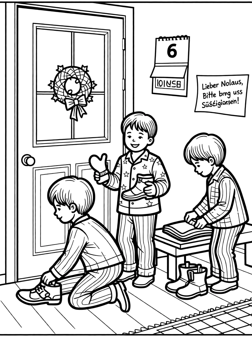 (Germany) Children leaving their shoes out for St. Nicholas Day (to get treats)