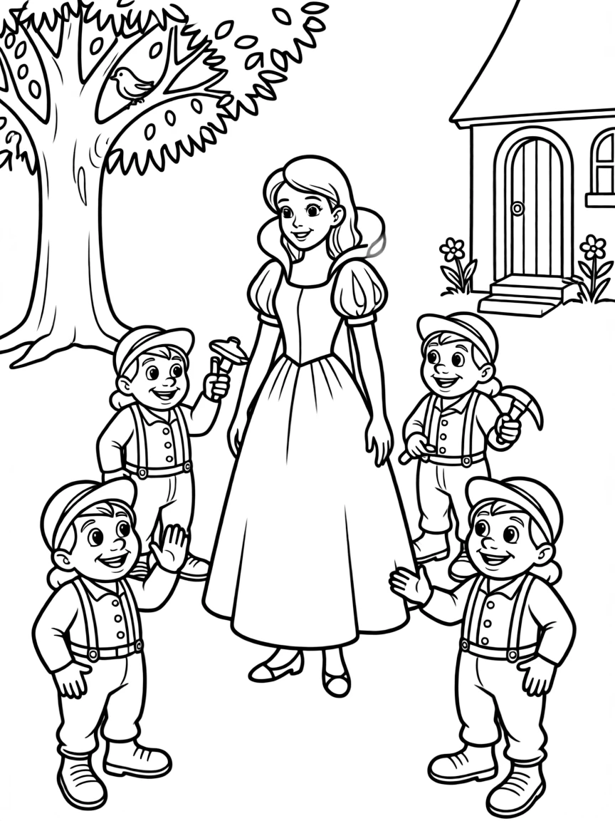 (Germany) Snow White and the Seven Dwarfs (a famous Grimm fairy tale scene)