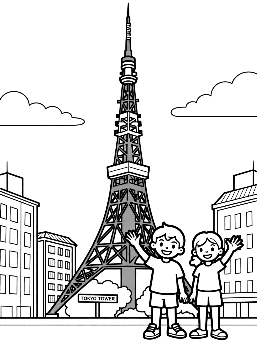 (Japan) Tokyo Tower, the bright red tower in Tokyo city