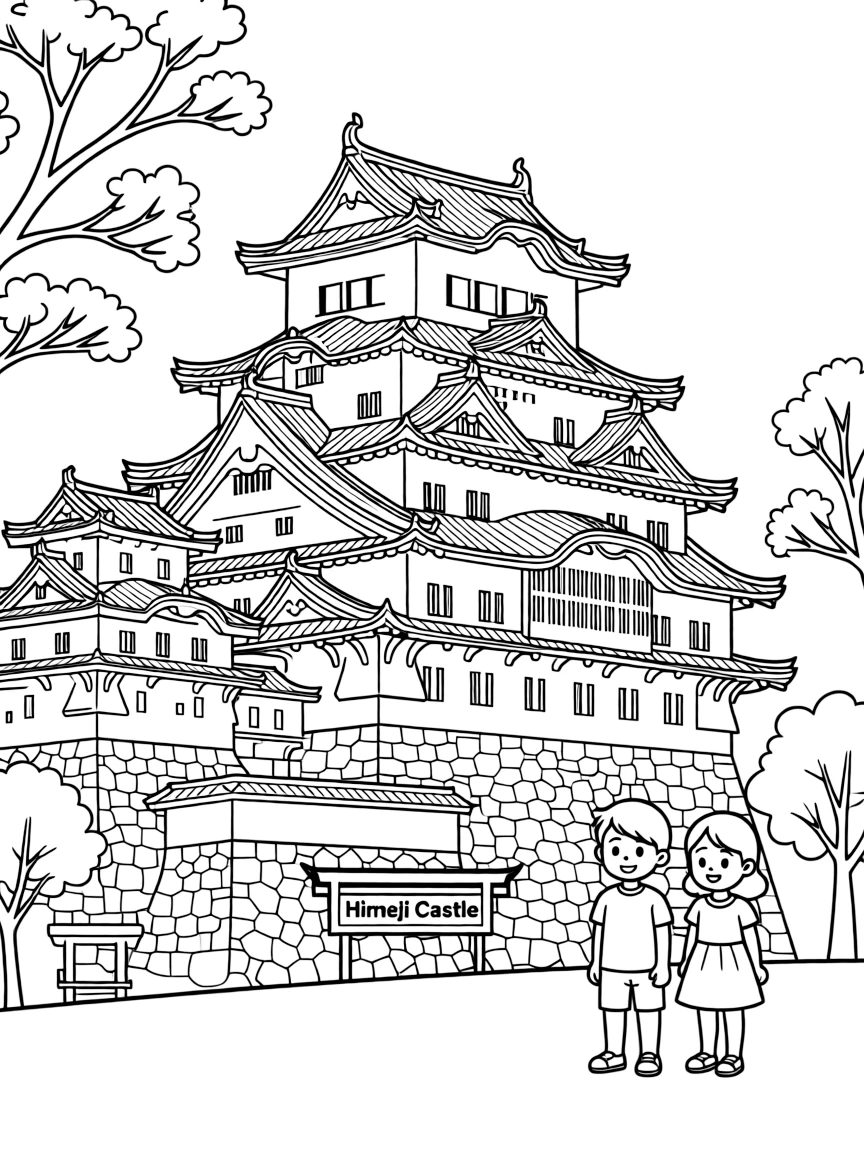 (Japan) Himeji Castle, a large white samurai-era castle