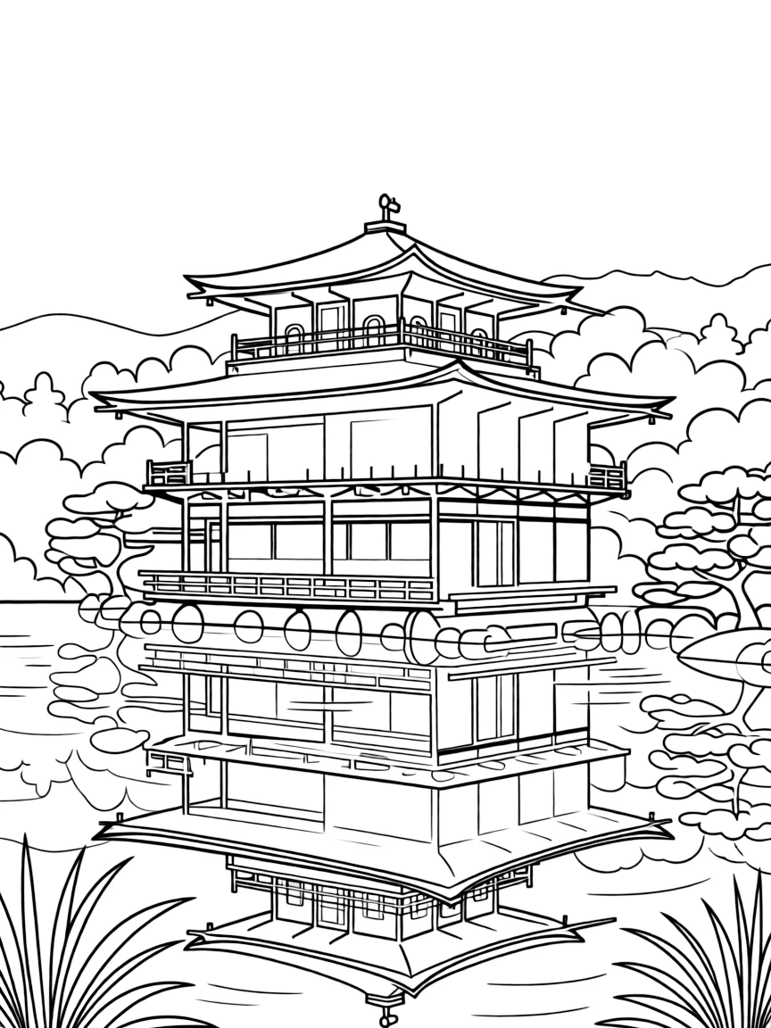 (Japan) The Golden Pavilion (Kinkaku-ji) temple reflecting in water