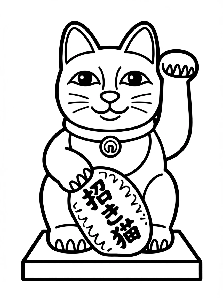 (Japan) A maneki-neko, the lucky beckoning cat statue