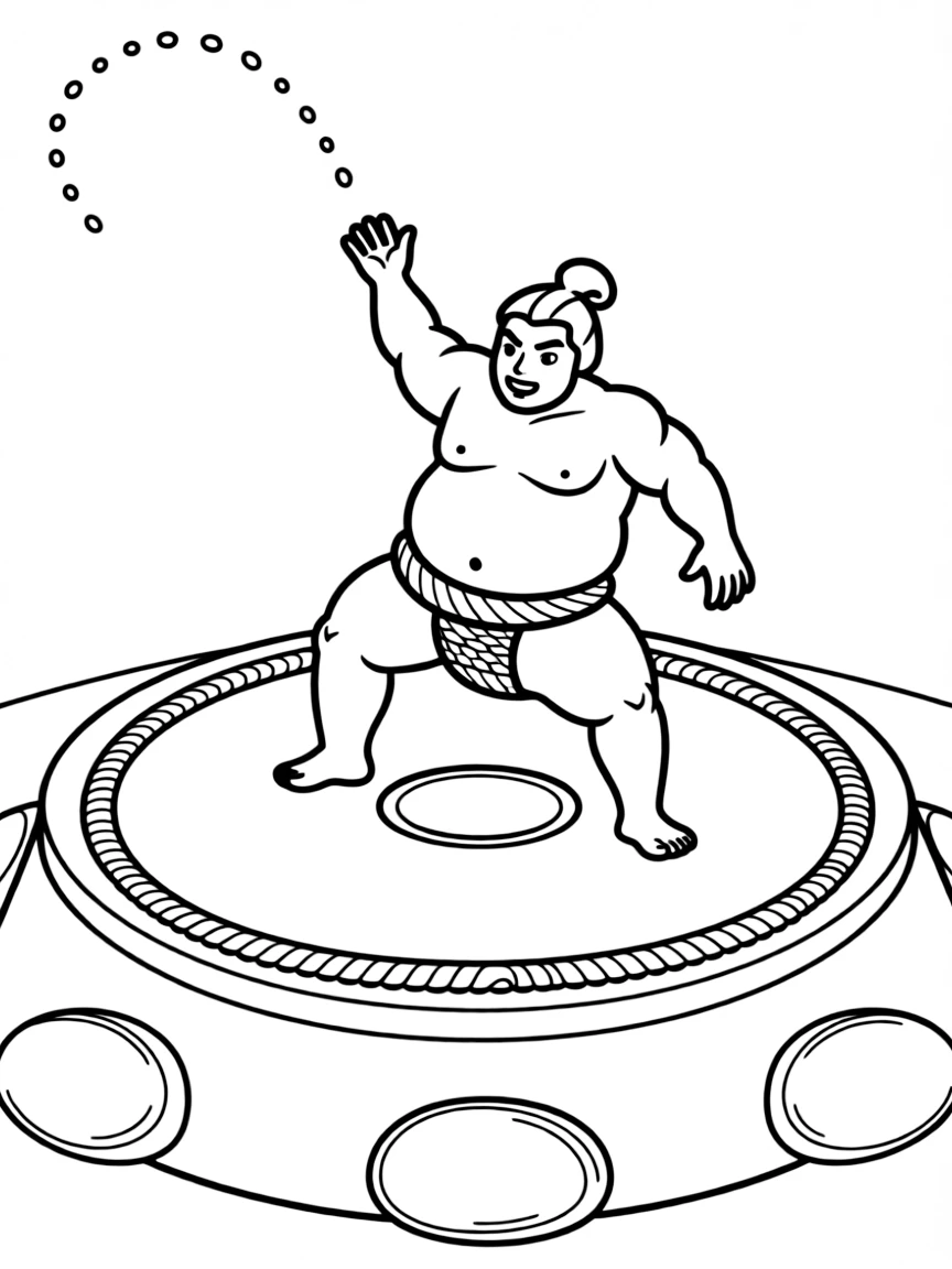 (Japan) A sumo wrestler in a match throwing salt in the ring