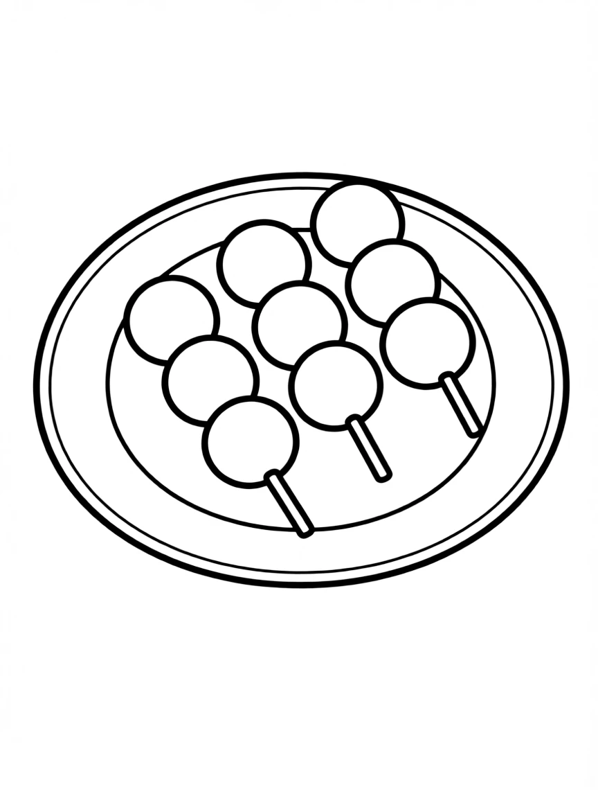 (Japan) A plate of mochi or dango (colorful rice dumplings on sticks)
