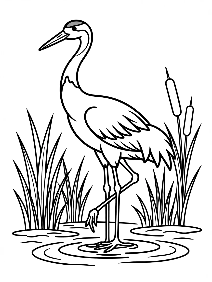 (Japan) A crane (red-crowned crane) standing in a marsh