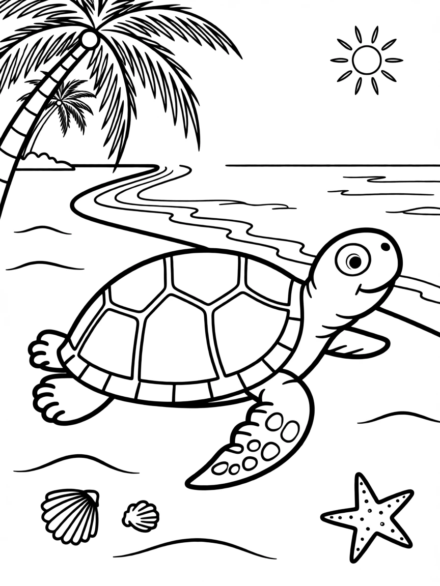 (Japan) A sea turtle on a beach of Okinawa (sea life)