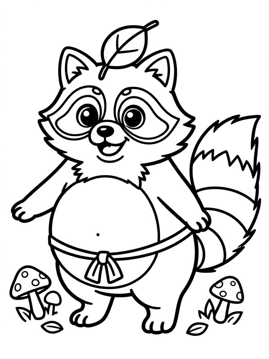 (Japan) A cute Japanese raccoon dog (tanuki) with a big belly