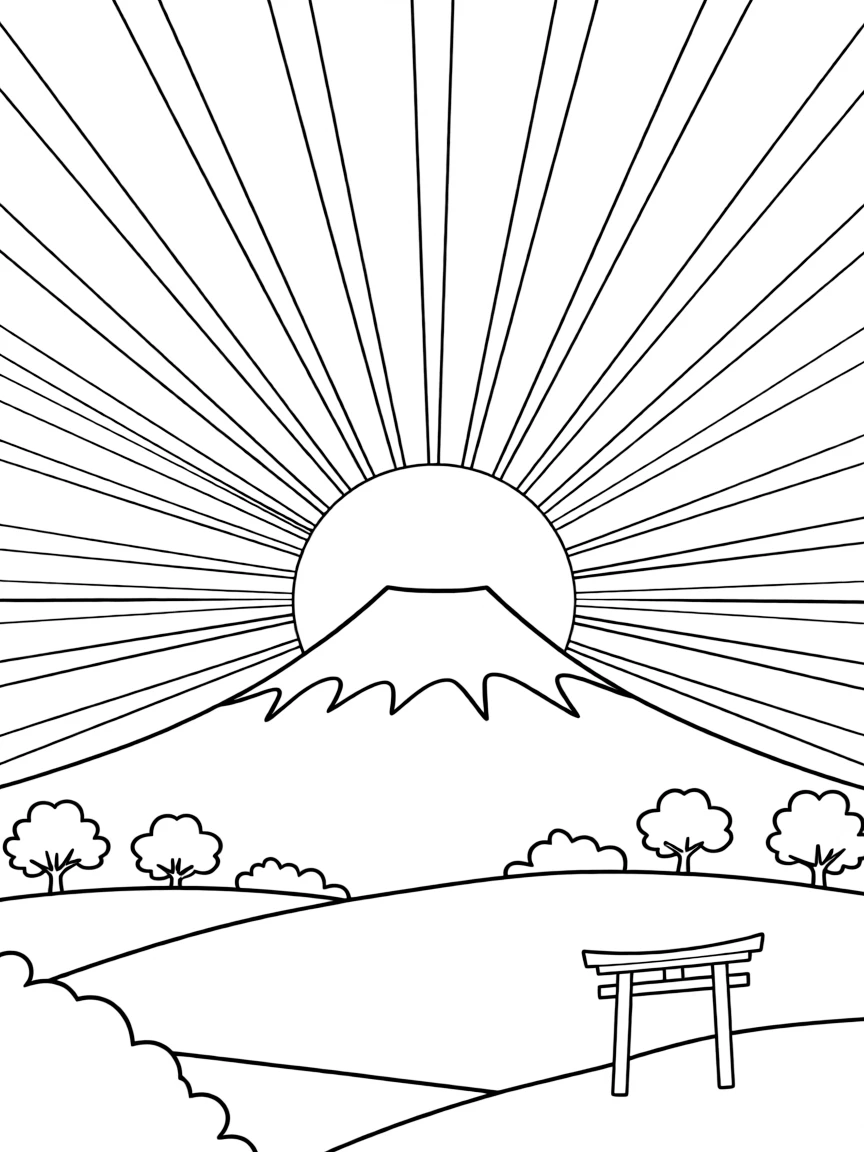 (Japan) Mount Fuji on New Year’s Day with the first sunrise (Hatsuhinode)