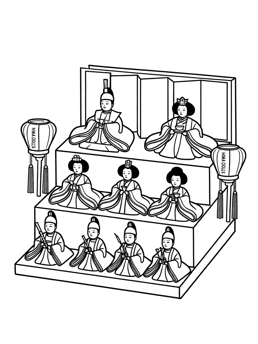 (Japan) A set of Japanese Hina dolls on display for Girls’ Day