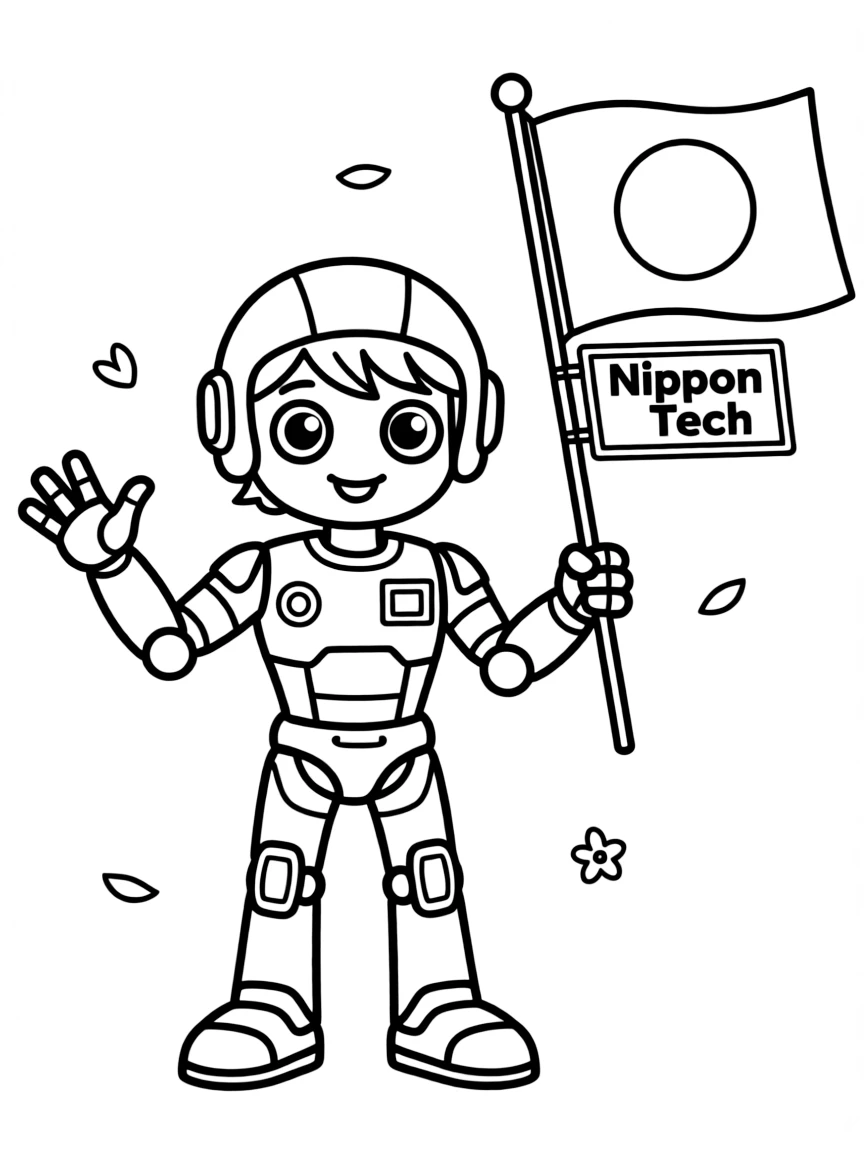 (Japan) A robot character representing Japan’s technology (like Astro Boy or a generic friendly robot)