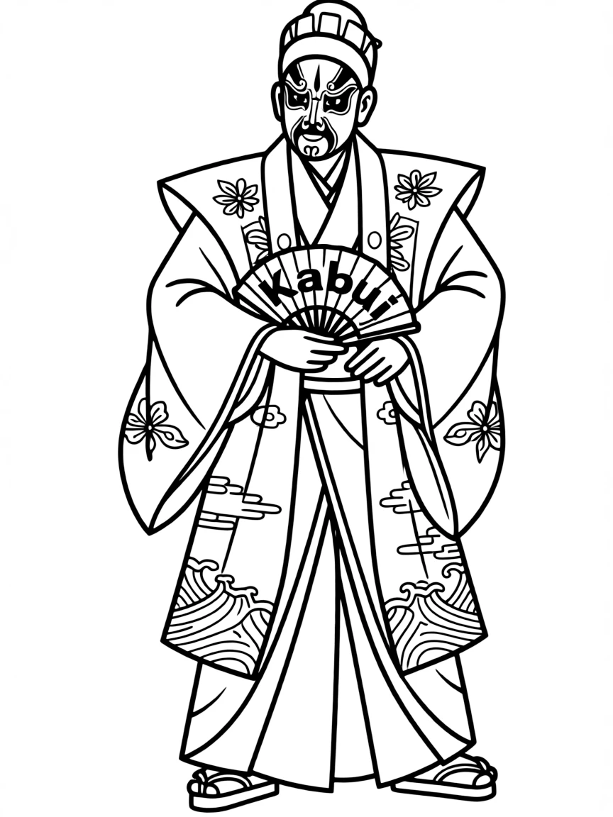 (Japan) A Kabuki theater actor with an elaborate costume and face makeup