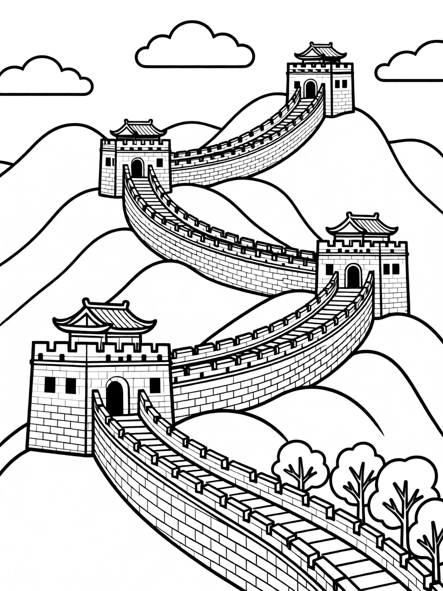 (China) The Great Wall of China winding across the mountains