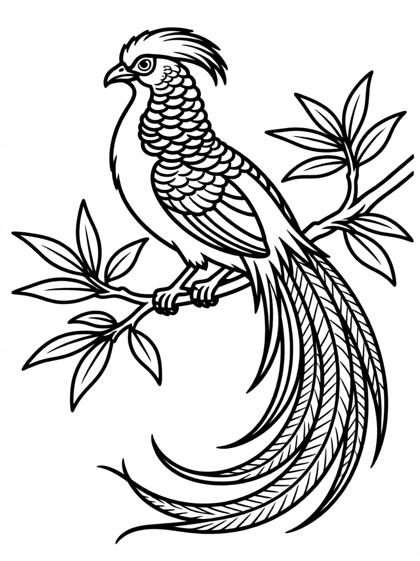 (China) A Chinese golden pheasant bird with bright feathers