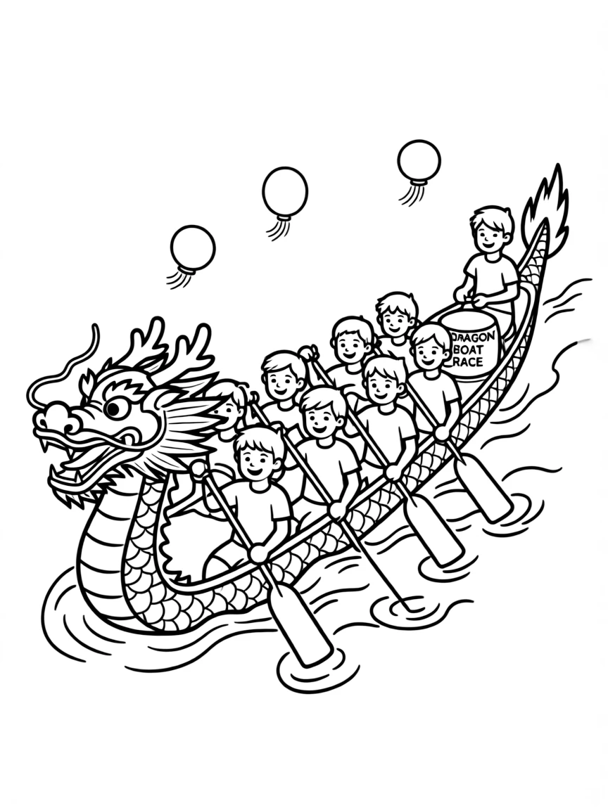 (China) People riding in a dragon boat during a race festival