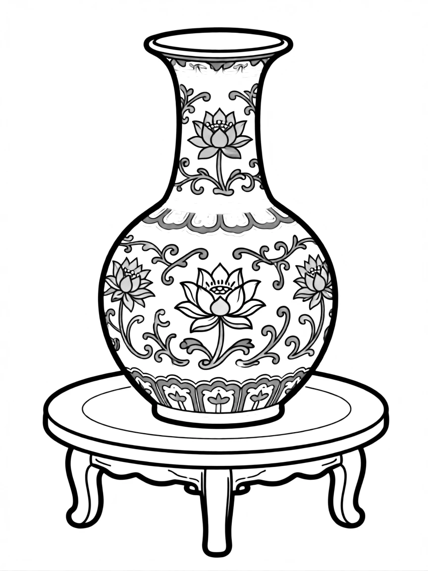 (China) A delicate blue-and-white porcelain vase (Ming dynasty style)