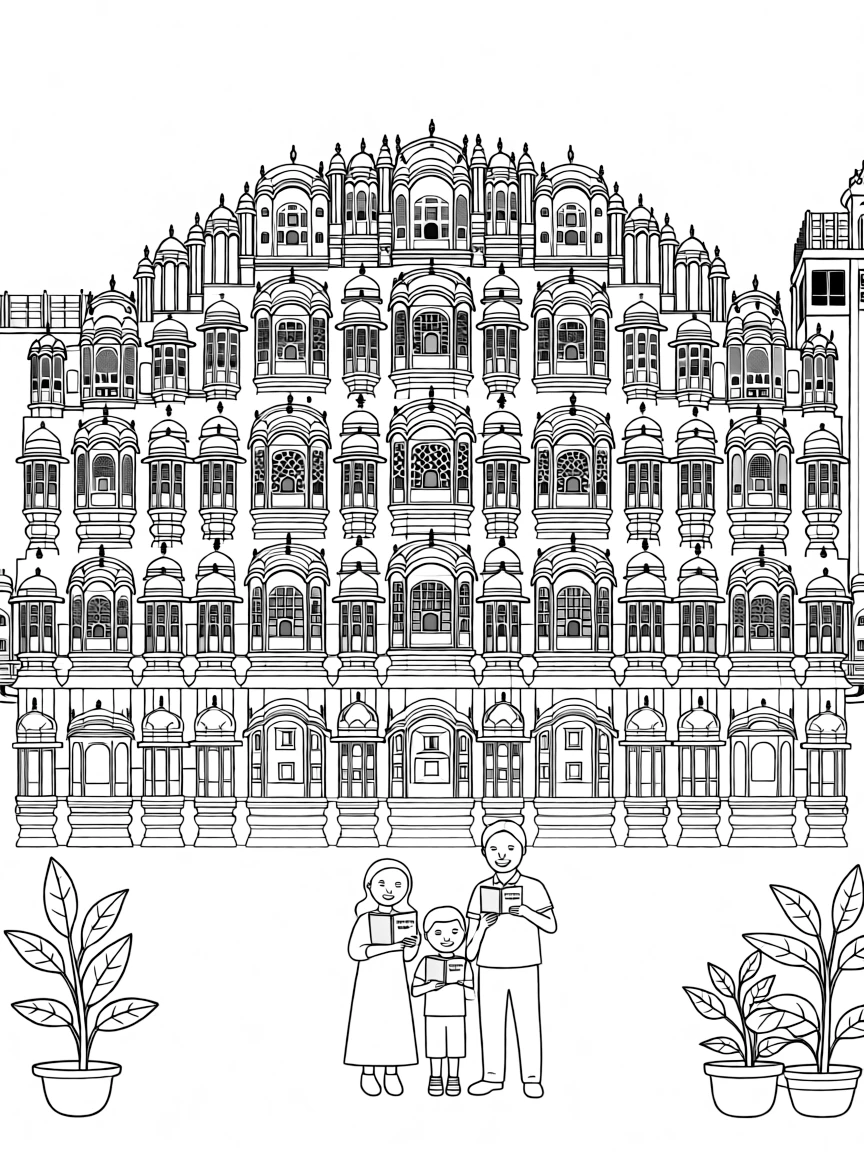 (India) The Hawa Mahal (Palace of Winds) in Jaipur with its many windows