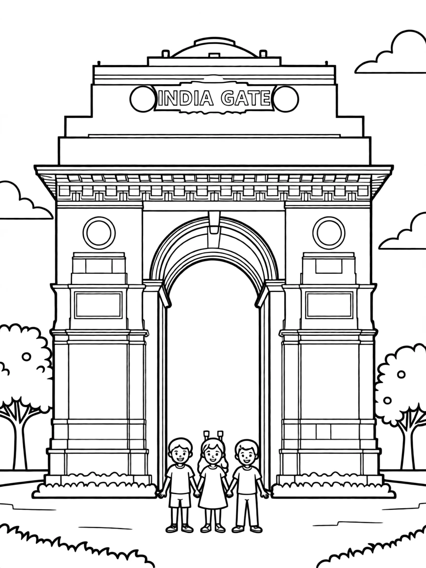 (India) India Gate, the grand arch monument in New Delhi