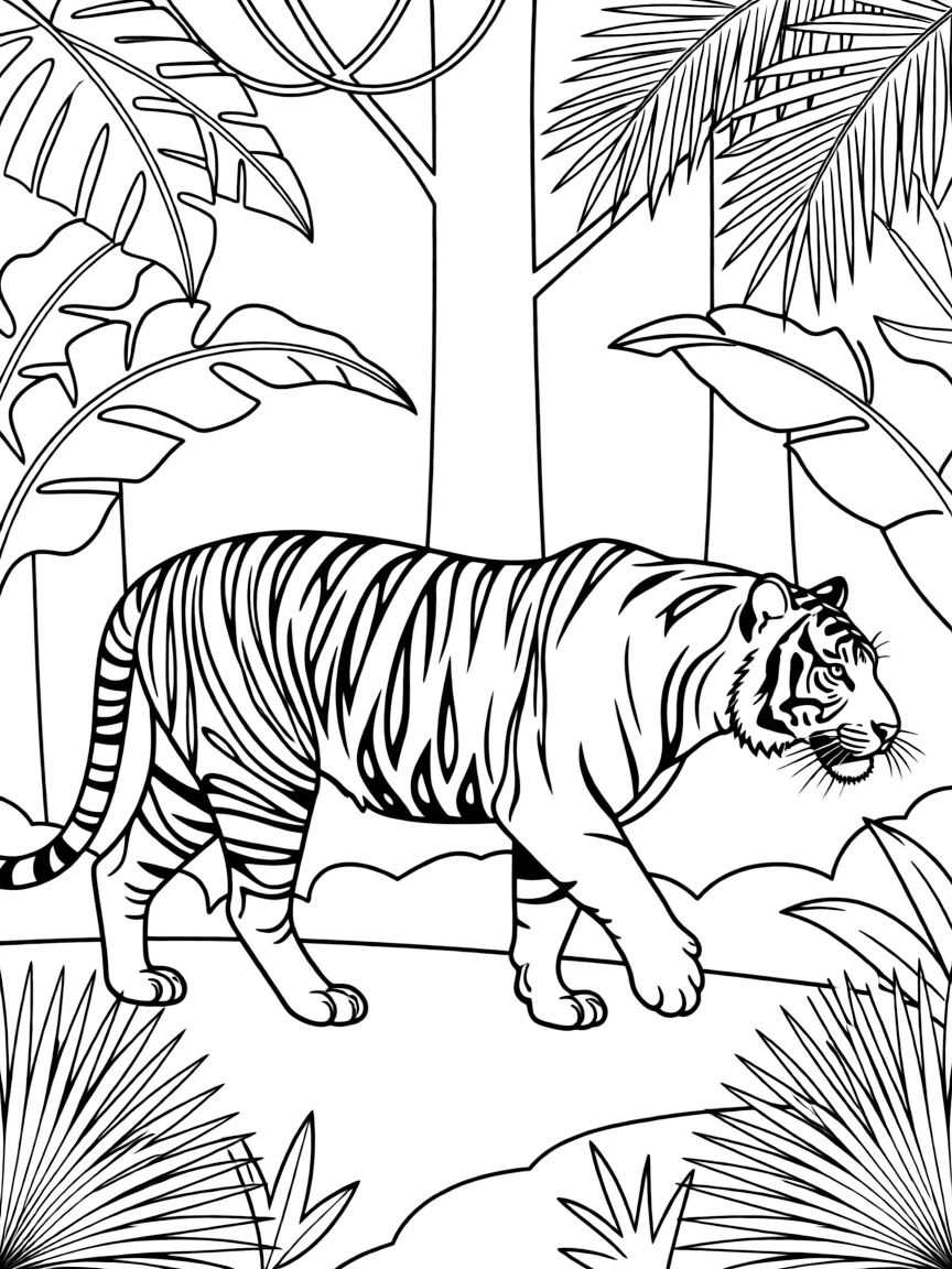 (India) A Bengal tiger prowling in the jungle