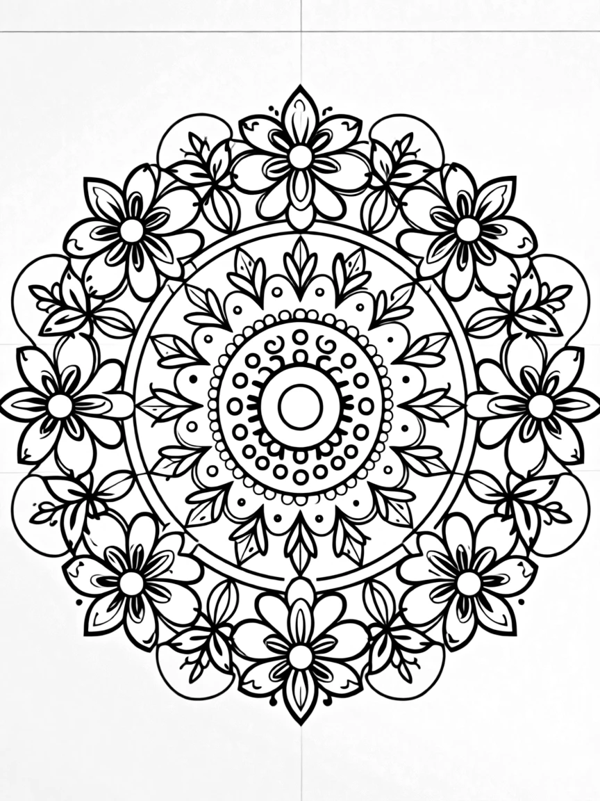 (India) A rangoli pattern of colorful designs on the floor for a festival