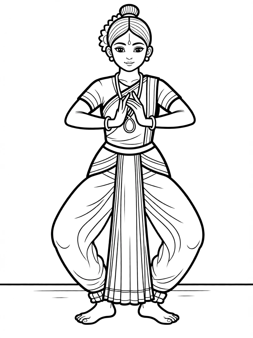 (India) A classical Indian dancer in a Bharatanatyam pose