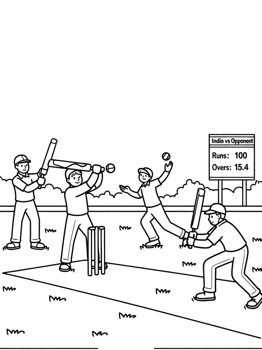 (India) Cricket players playing a match in a field