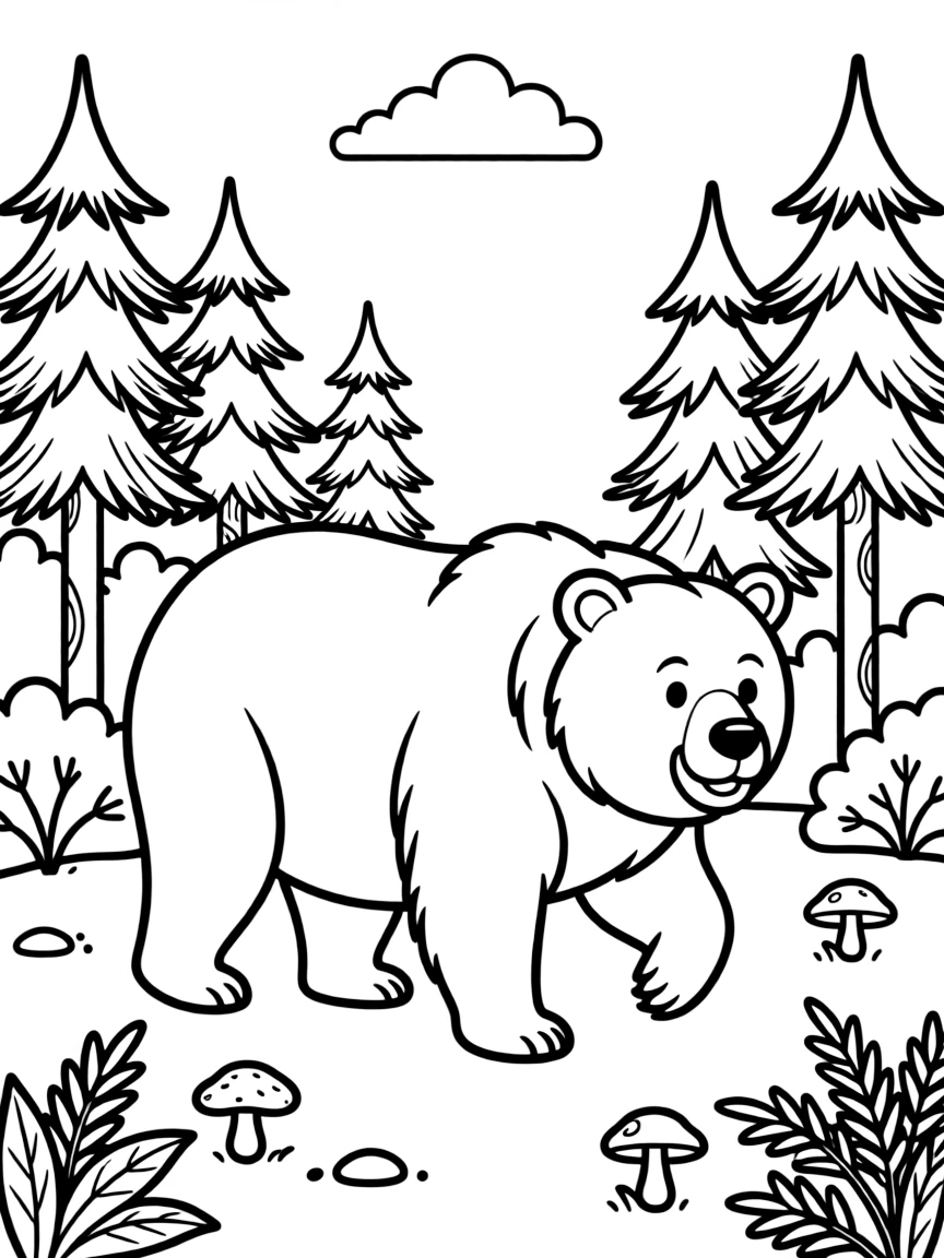 (Finland) A brown bear, Finland’s national animal, roaming through a forest.