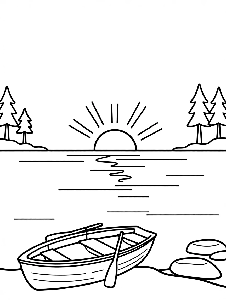 (Finland) The Midnight Sun glowing on the horizon over a summer lake.