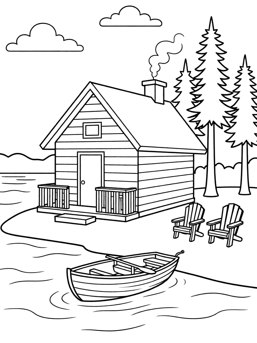 (Finland) An old red wooden cottage (“mökki”) by a quiet lakeshore.