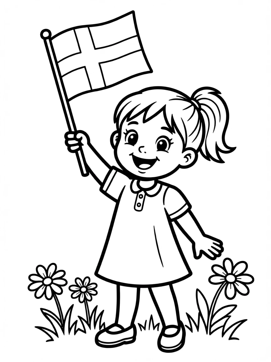 (Finland) A child proudly waving the Finnish flag on Independence Day.