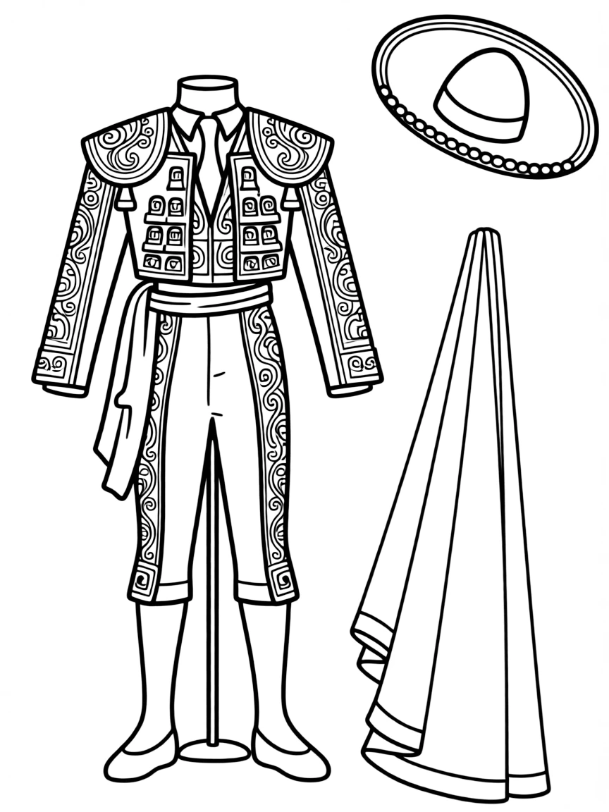 (Spain) A bullfighter’s ornate costume with gold details on display.
