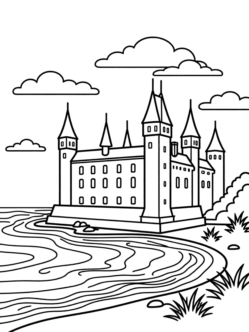 (Denmark) Kronborg Castle (Hamlet’s castle) standing by the sea.