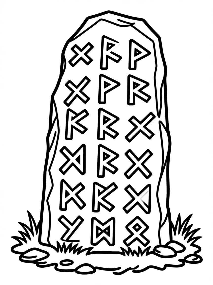 (Denmark) An ancient Viking rune stone with carved symbols on it.