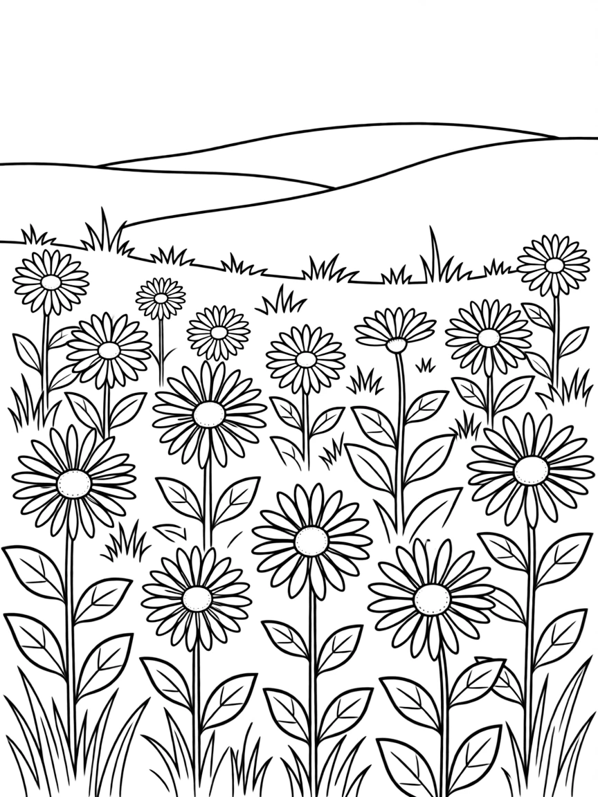 (Denmark) A patch of marguerite daisies (national flower) blooming in a meadow.