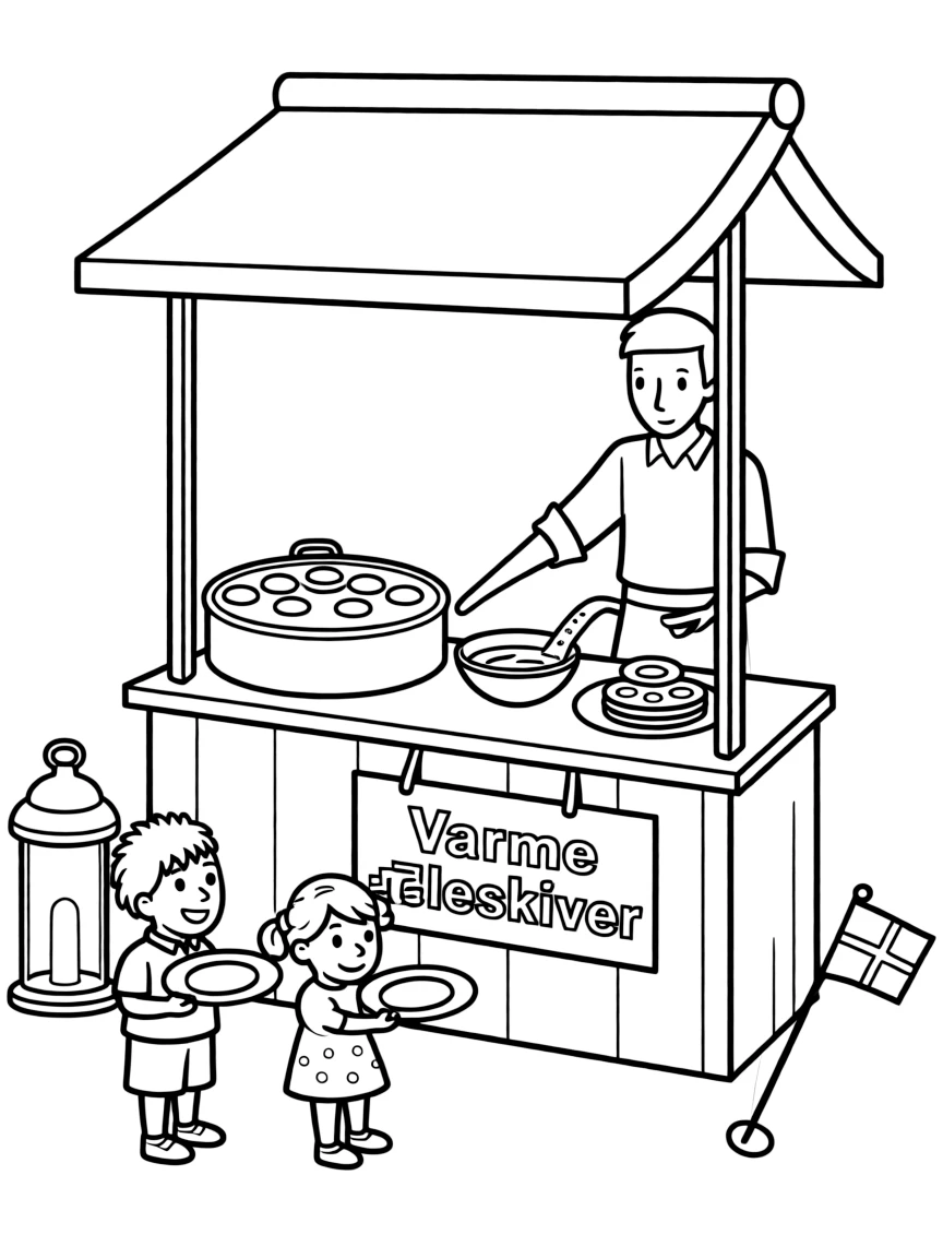 (Denmark) A street stall making warm æbleskiver (round Danish pancakes).