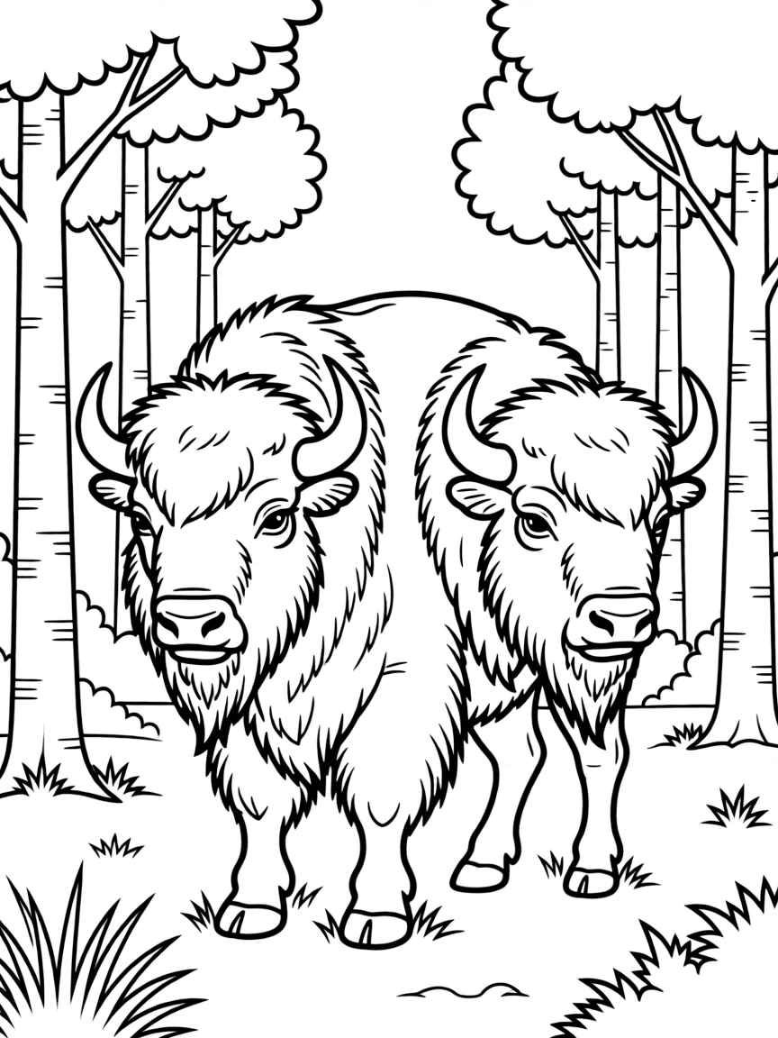 (Ukraine) A mighty European bison (zubr) standing in a forest clearing.