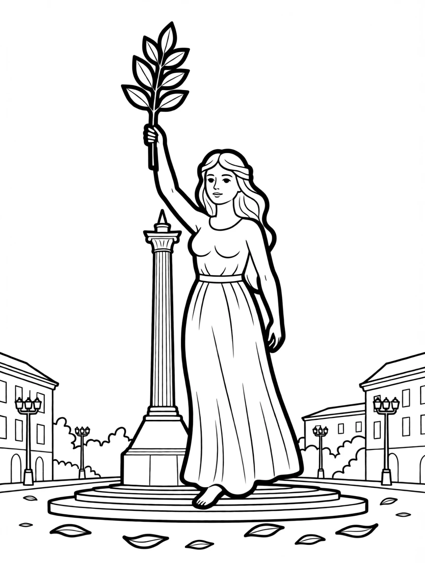 (Ukraine) The Independence Monument (Berehynia) standing in Kyiv’s square.