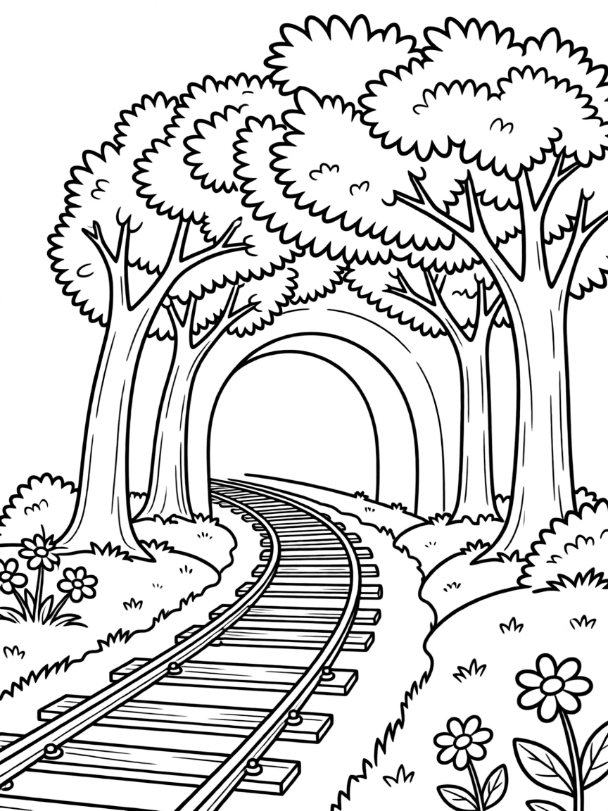 (Ukraine) A train track tunnel covered by a green arch of trees (Tunnel of Love).