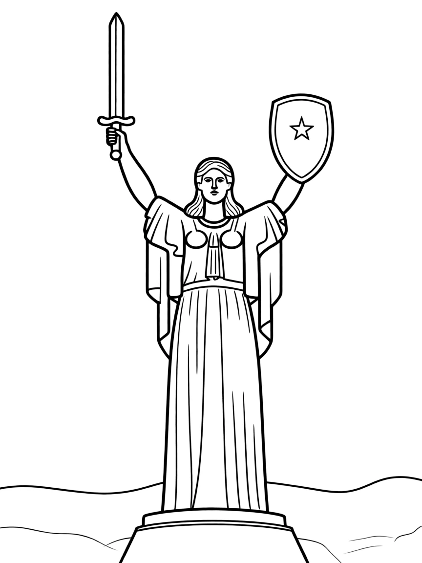 (Ukraine) The giant Motherland monument holding a sword and shield in Kyiv.