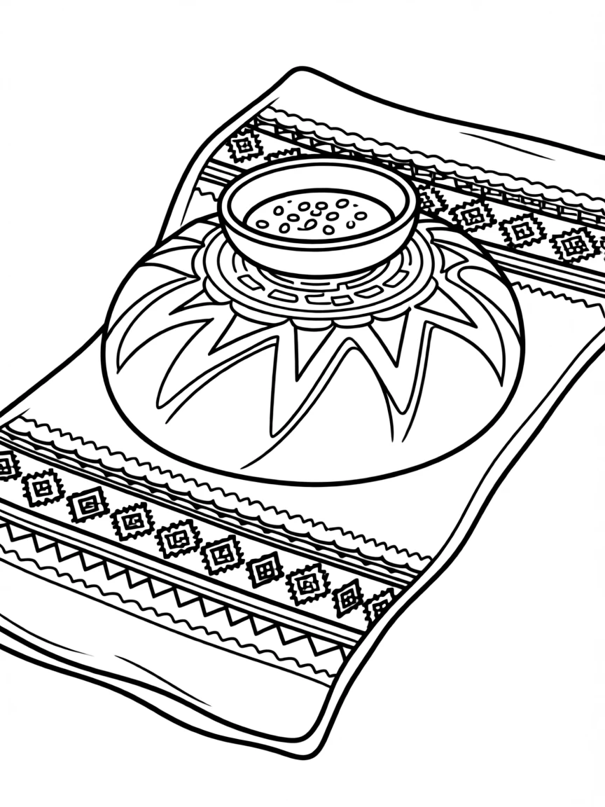 (Ukraine) A ceremonial loaf of bread and salt on an embroidered towel (hospitality).
