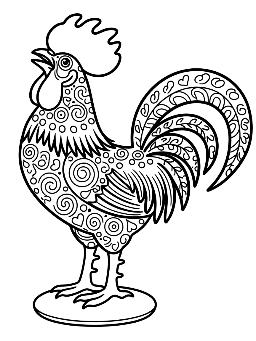 (Portugal) A colorful Barcelos Rooster figurine with bright painted patterns.