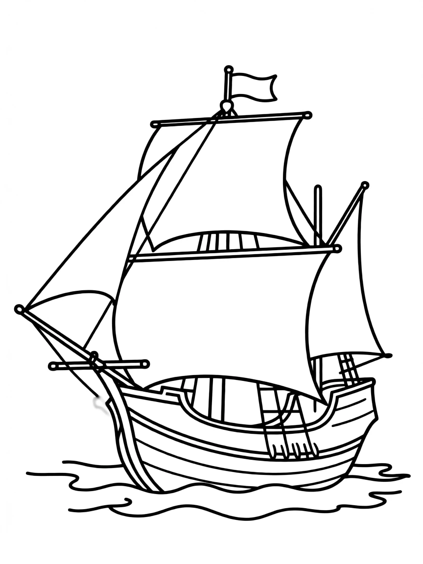 (Portugal) A Portuguese caravel ship with sails from the Age of Discovery.