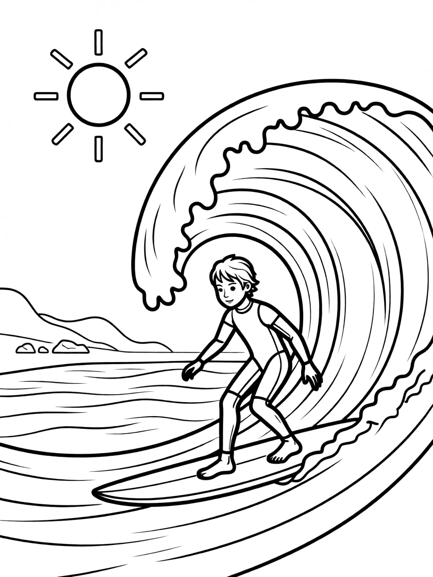 (Portugal) A surfer riding a giant ocean wave at Nazaré beach.