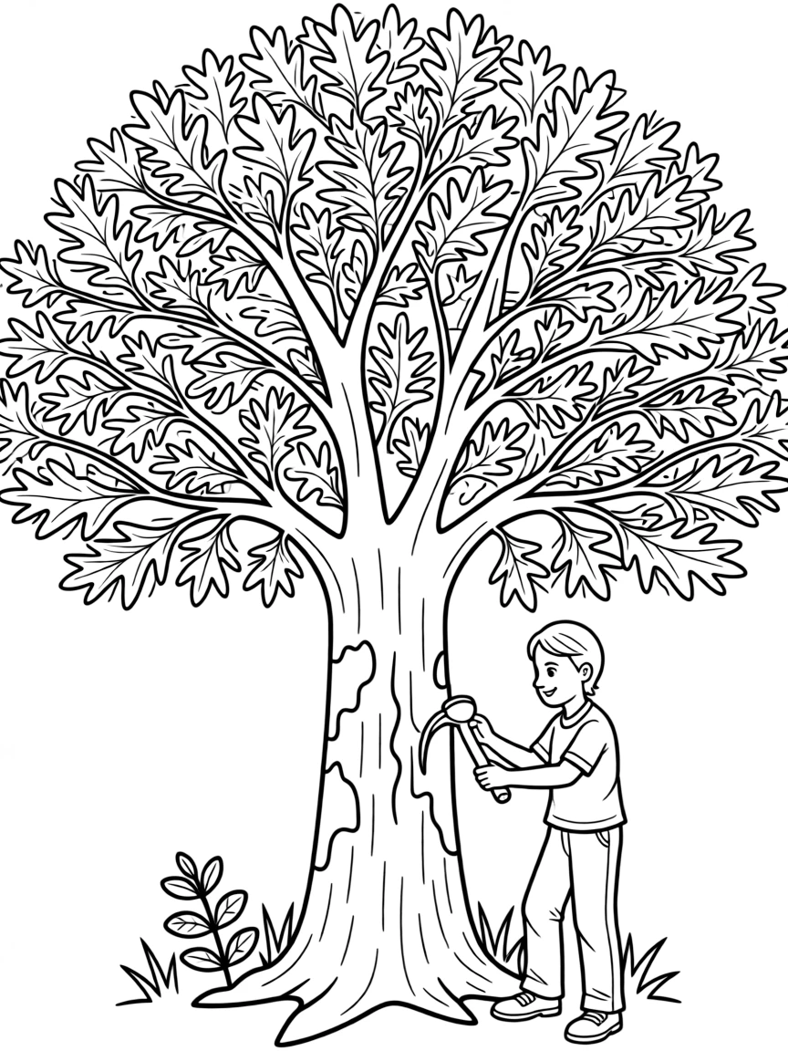 (Portugal) A cork oak tree (national tree) with its bark harvested.