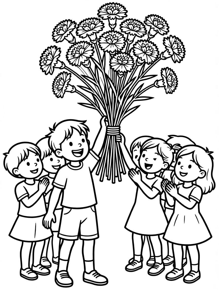 (Portugal) A bunch of red carnations held high in celebration.