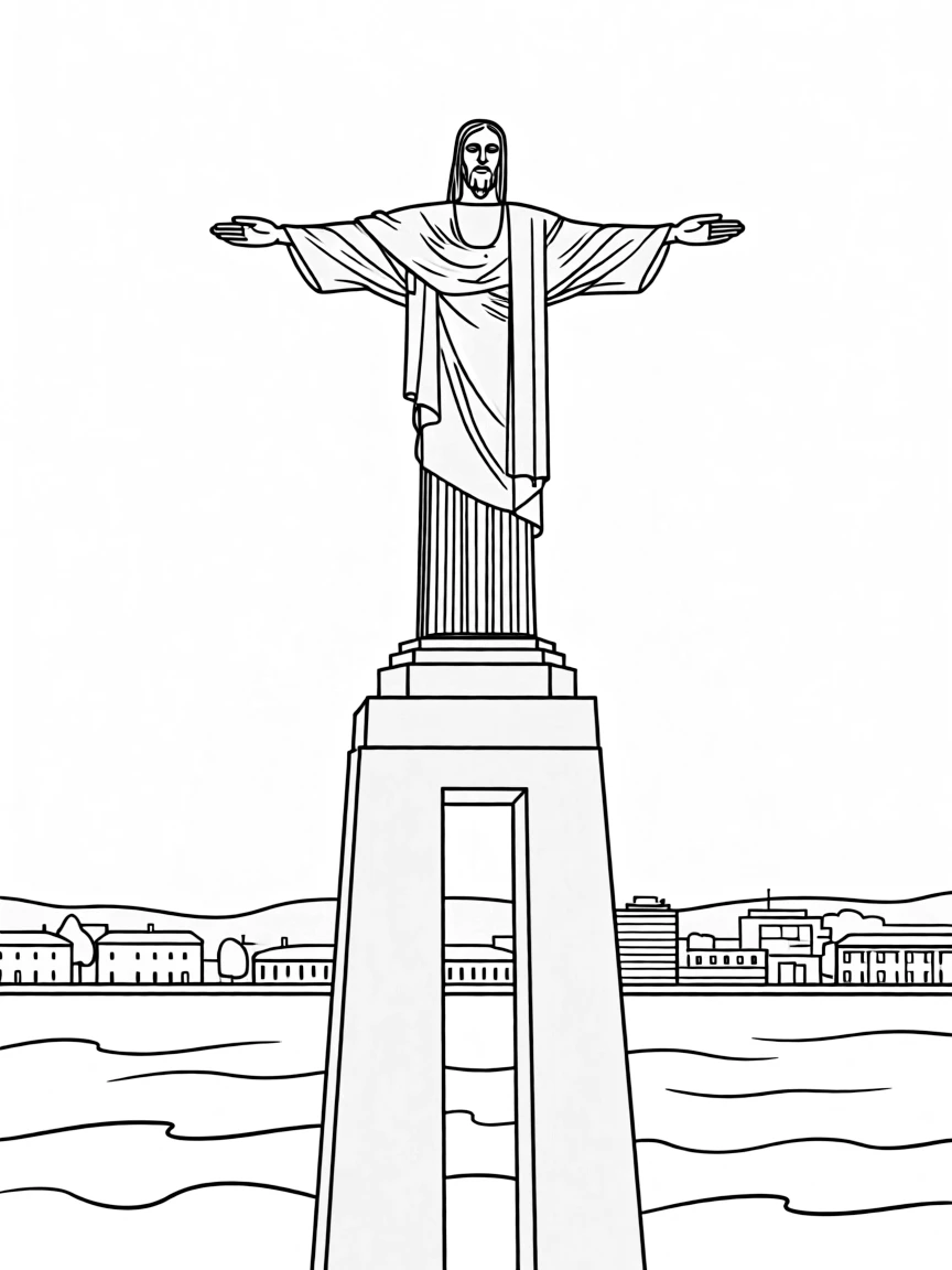 (Portugal) The Christ the King statue overlooking Lisbon from across the river.