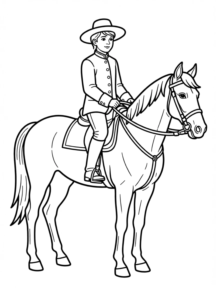 (Portugal) A rider on a Lusitano horse in traditional riding costume.